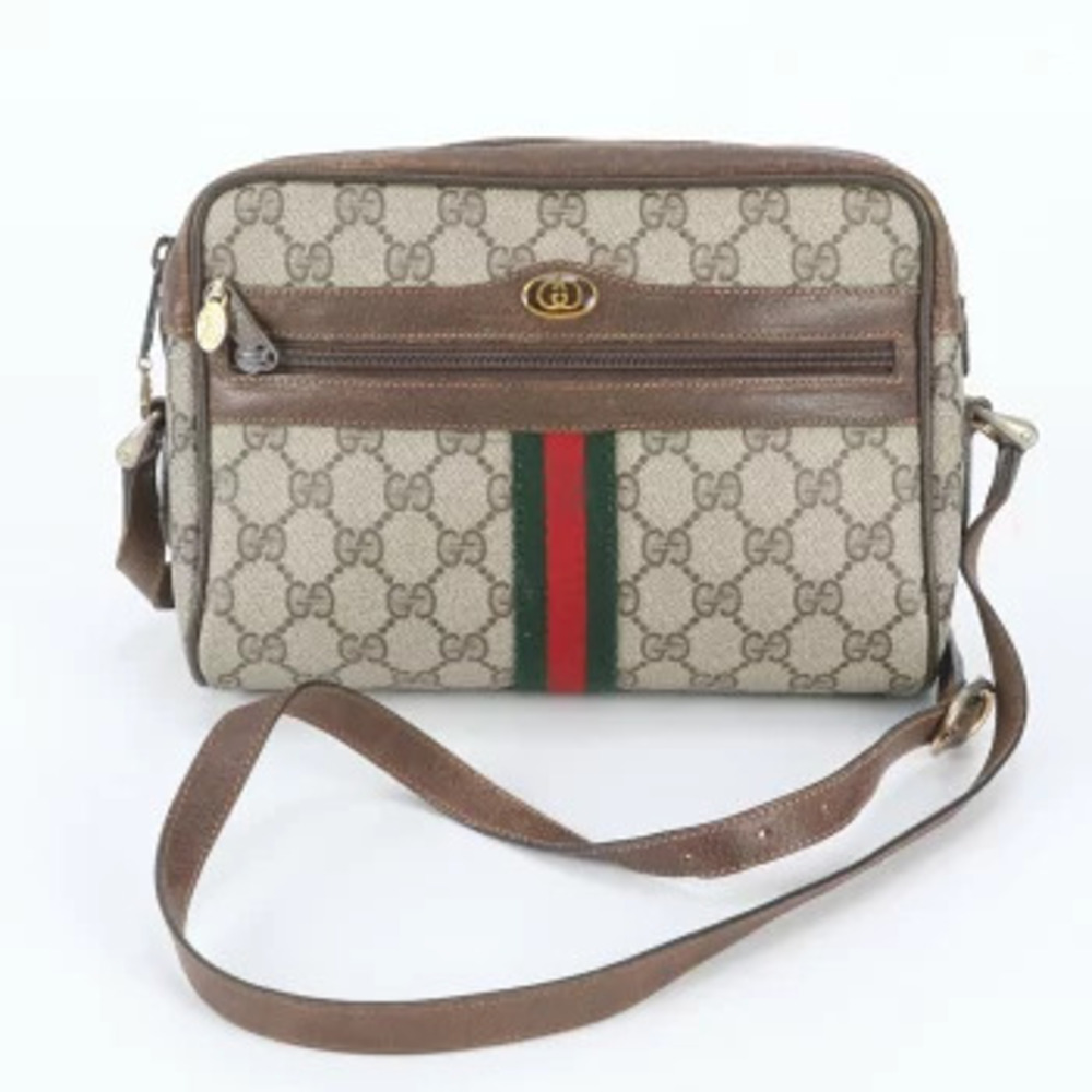 Gucci GG Supreme Sherry Leather Crossbody Bag Brown